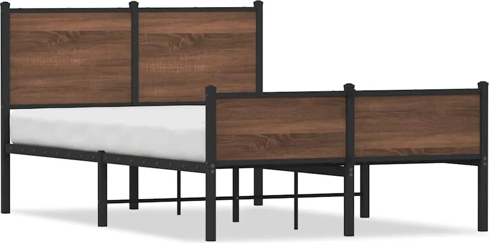 vidaXL Cadru pat metalic fără saltea, stejar maro, 120x190 cm