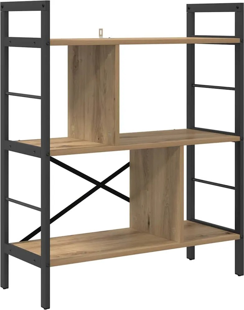 vidaXL Raft pentru cărți Stejar Artizanal 75 x 30 x 91 cm