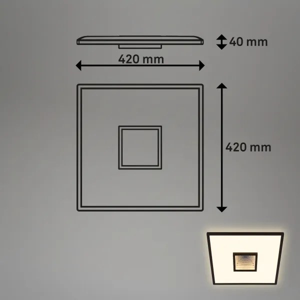 Briloner 3848015 - Plafonieră LED TORO, 18W, 230V, 42x42 cm, negru