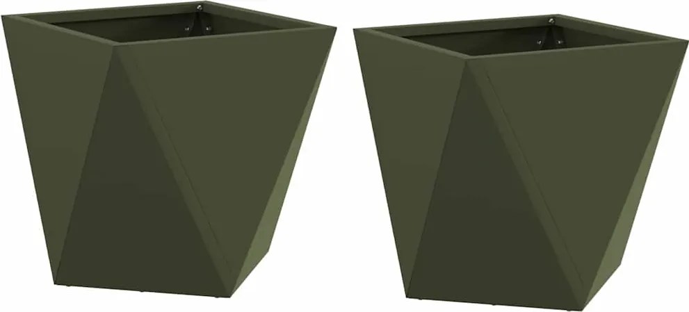 vidaXL Jardinieră 2 pcs Verde măsliniu 30 x 30 x 30 cm Oțel