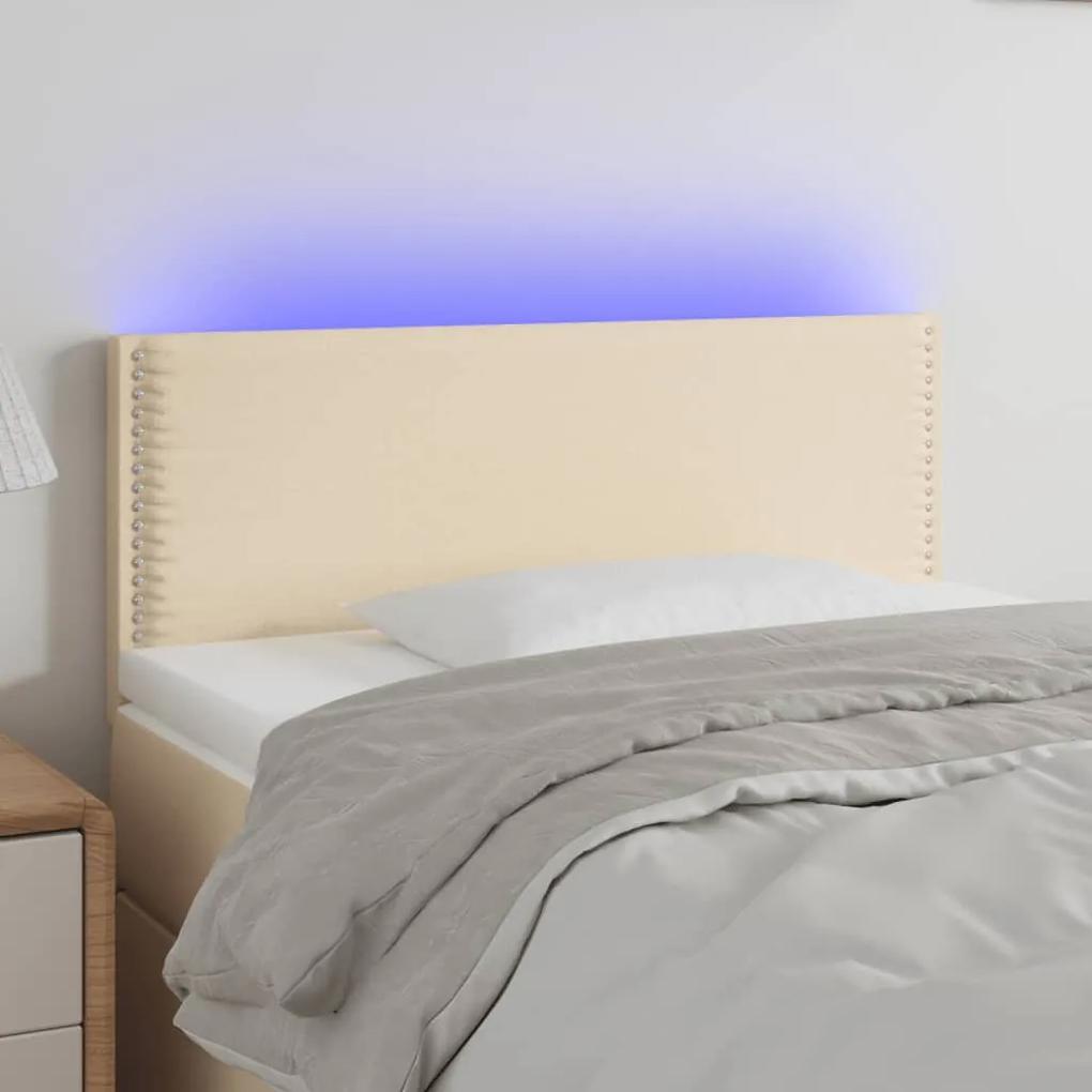 3121451 vidaXL Tăblie de pat cu LED, crem, 80x5x78/88 cm, textil