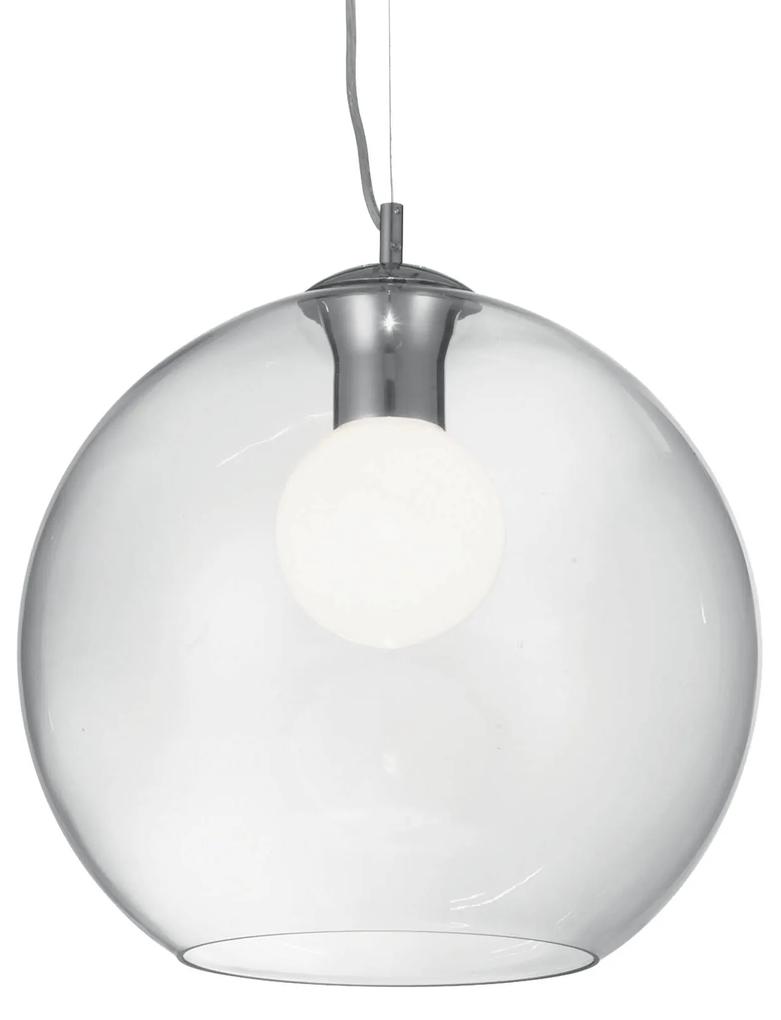 Pendul Ideal Lux Nemo Sp1 D40 Trasparente E27, Argintiu, 052816, Italia