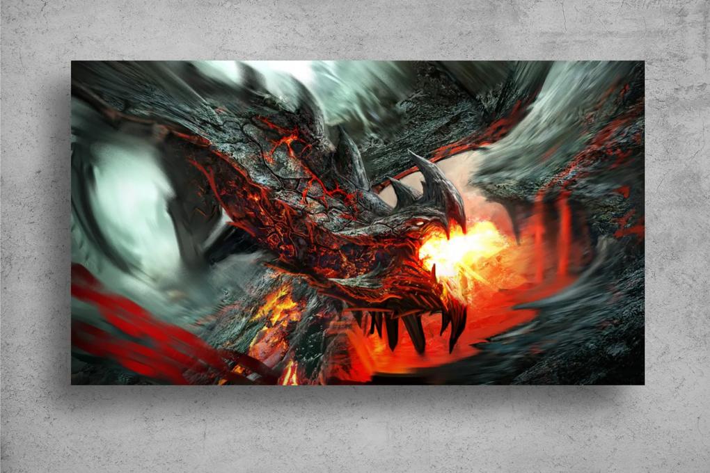 Tapet Premium Canvas - Dragonul si flacara abstract