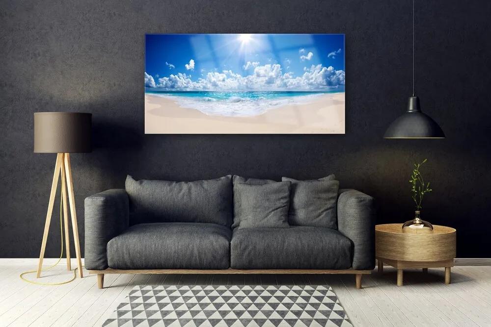Tablouri acrilice Plaja Sea Sun Peisaj Alb Albastru