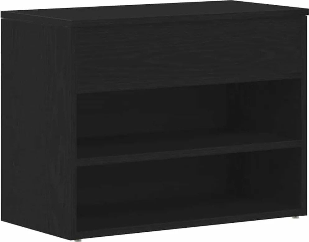 vidaXL Bancă pentru pantofi Stejar Negru 60 x 30 x 45 cm Lemn compozit