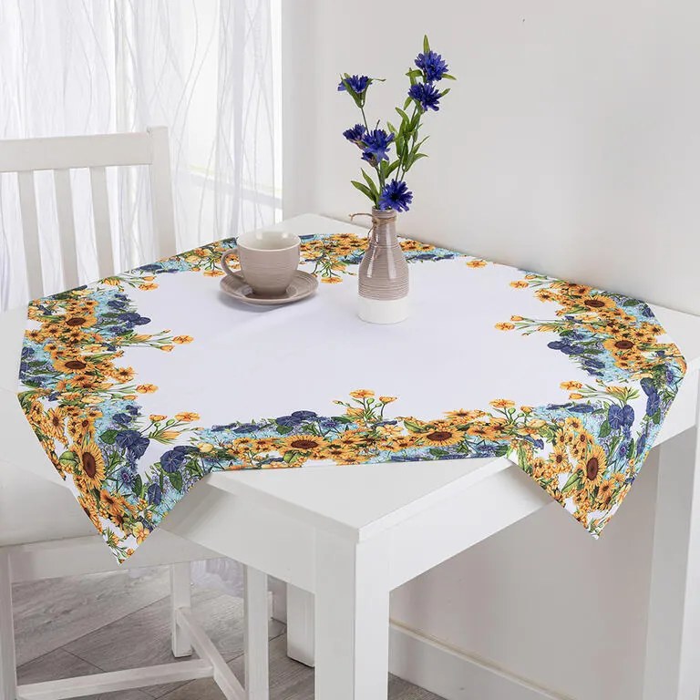 Față de masă centrală cu imprimeu FLOAREA-SOARELUI 85 x 85 cm