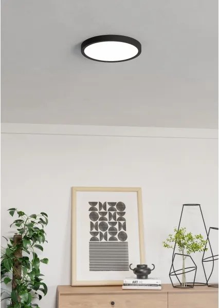 Eglo 901373 - LED RGBW, plafonieră reglabilă cu sticlă fumurie FUEVA-Z LED/14,3W/230V 27,8cm IP44 negru