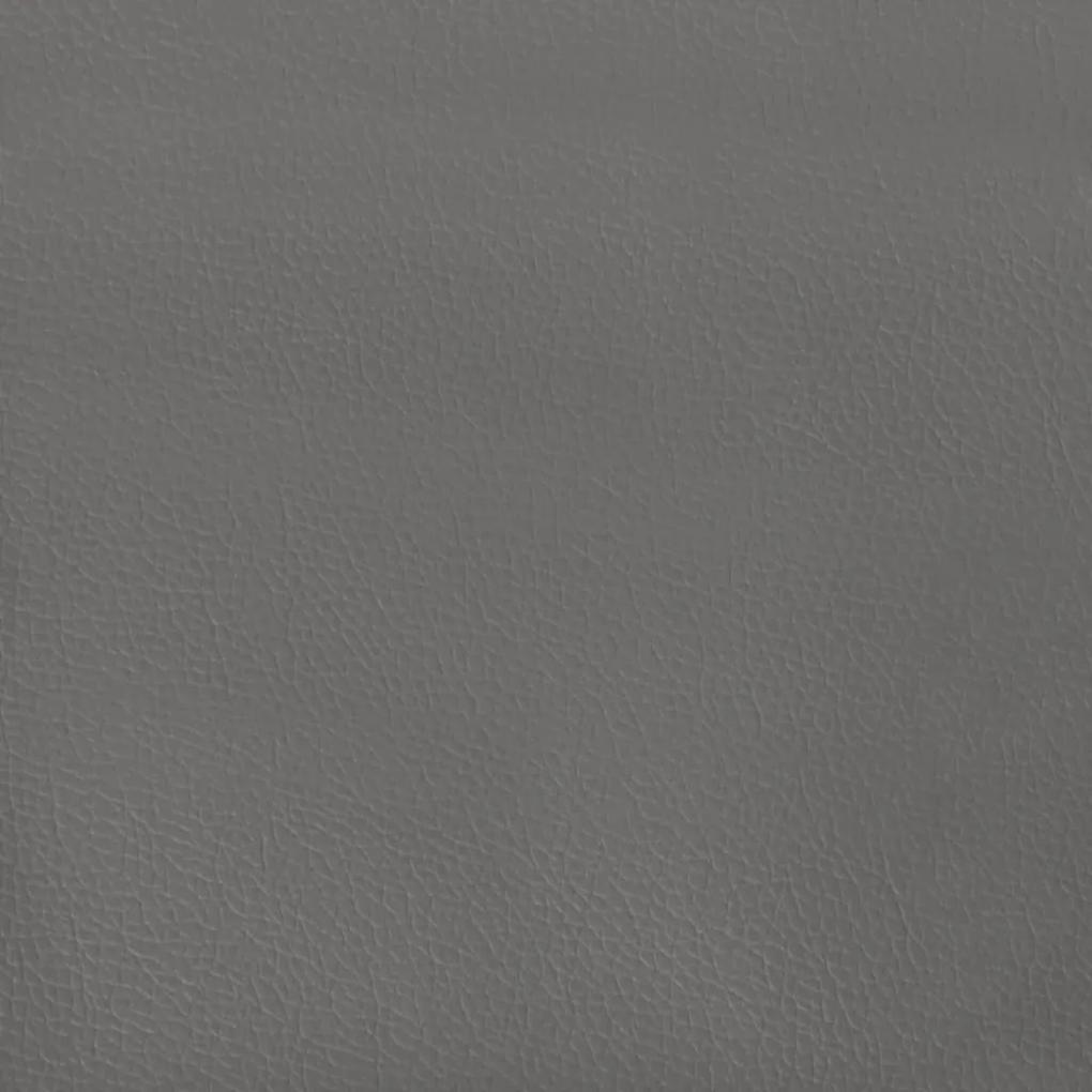 Cadru de pat cu tablie, gri, 140x190 cm, piele ecologica Gri, 140 x 190 cm, Nasturi de tapiterie