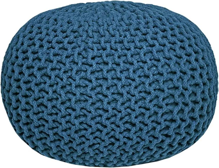 Puf tricotat LABEL51 Knitted, albastru