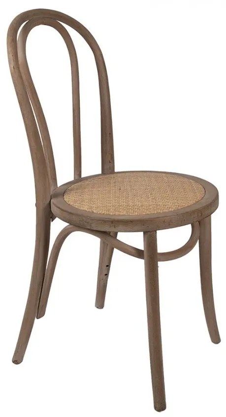 Scaun de dining din lemn masiv și rachită, maro, 42x42x88 cm