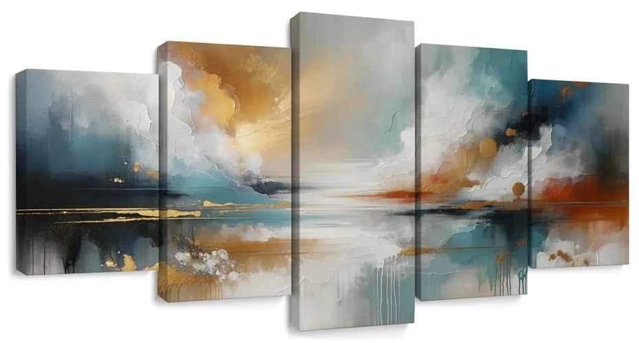 Tablou 5-piese peisaj abstract cu lac