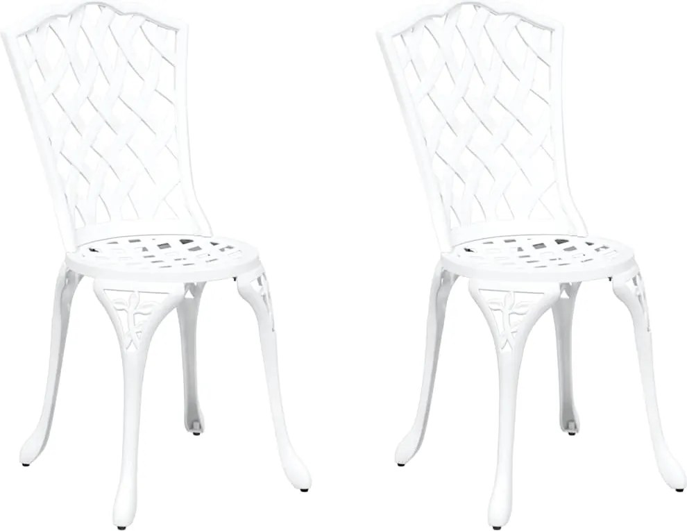 vidaXL Scaun pentru Grădină 2 pcs Alb 39 x 40 x 87cm Aluminiu