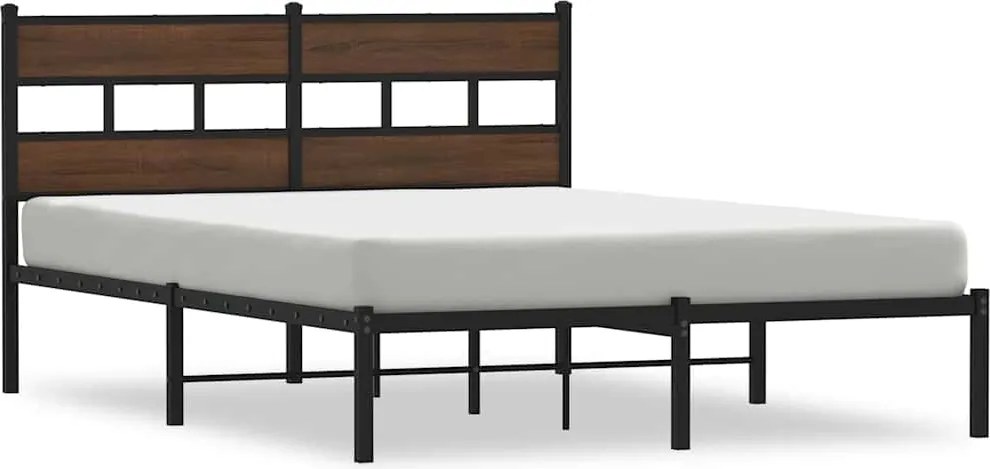 vidaXL Cadru de pat fără saltea, cu tăblie, stejar maro, 140x200 cm
