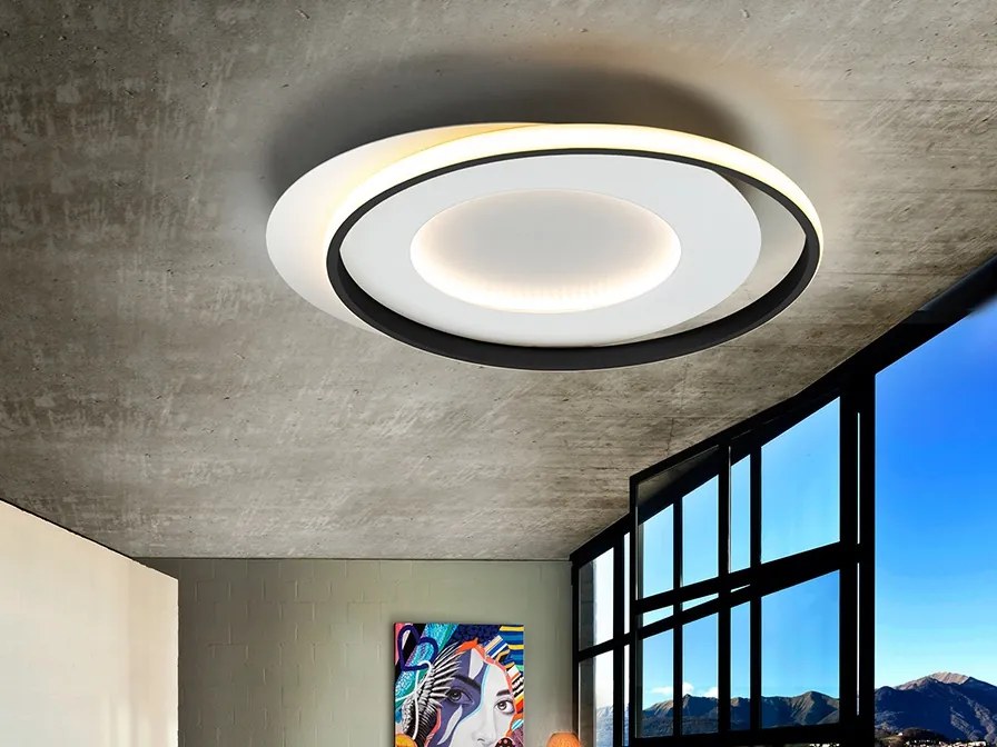 Lustra LED aplicata design modern circular Limbos alb/negru