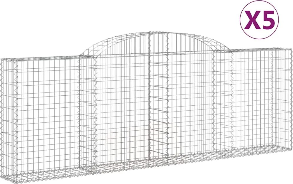 vidaXL Coșuri gabion arcuite 5 buc, 300x30x100/120 cm fier galvanizat