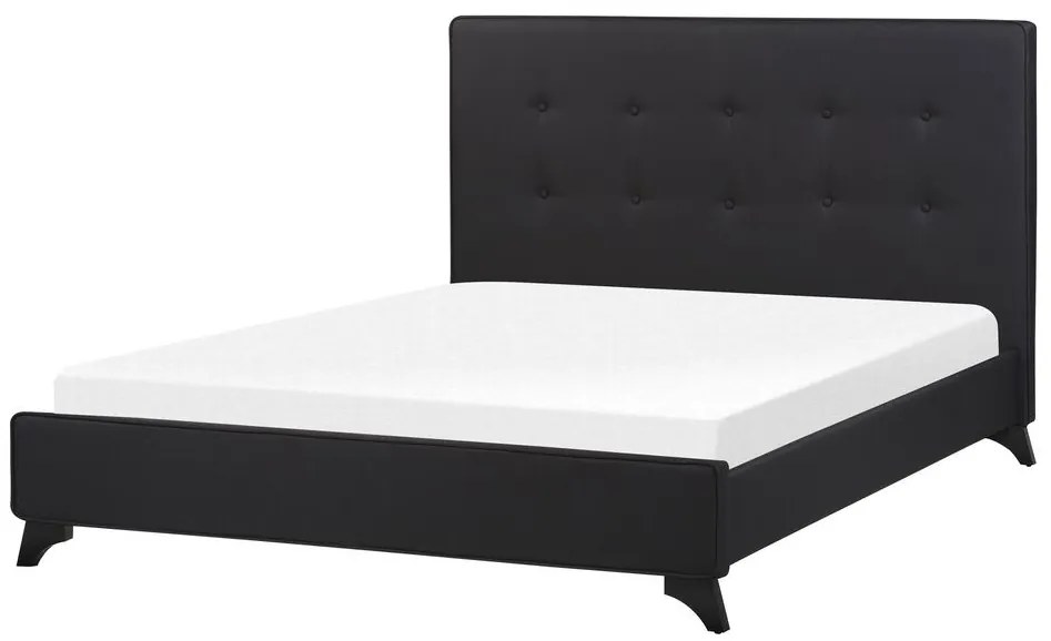 Pat matrimonial 140 cm AMBRE (cu somieră) (negru). Promo -40%. 1007087