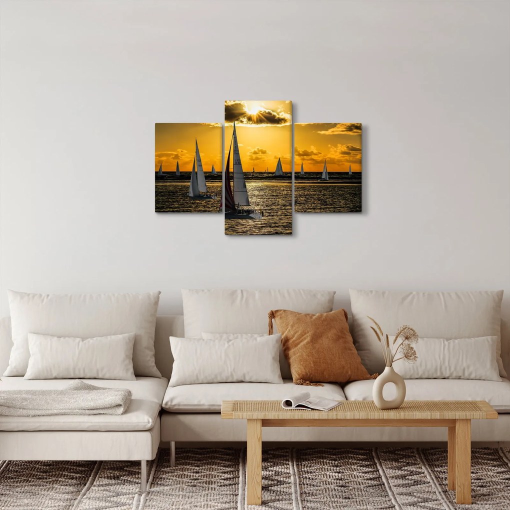 Tablou cu iaht în apus de soare (90x60 cm)