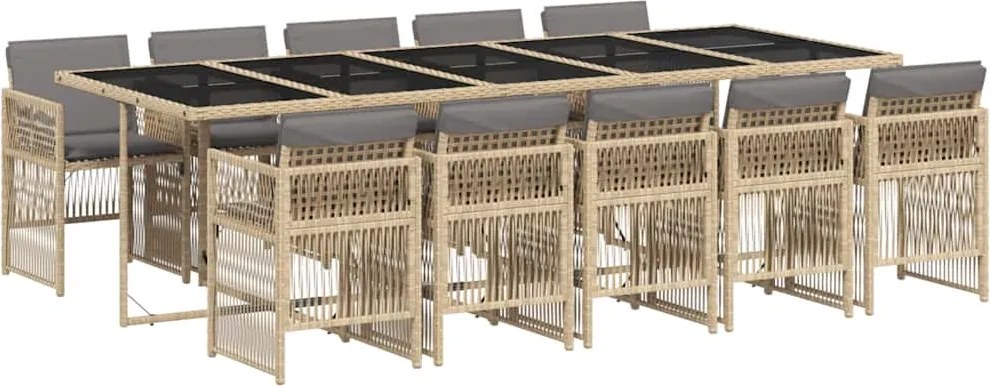 vidaXL Set mobilier grădină cu perne, 11 piese bej combinat poliratan