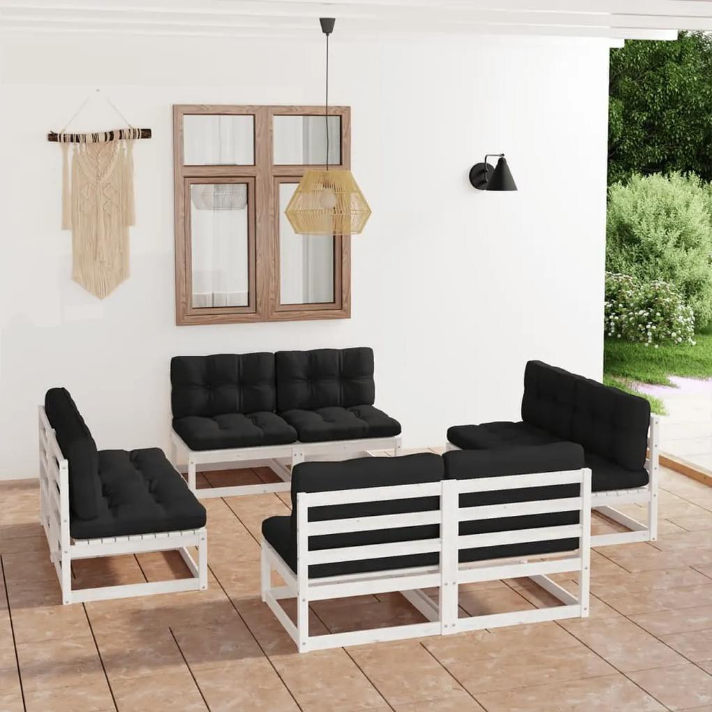 3076320 vidaXL Set mobilier de grădină cu perne, 8 piese, lemn masiv de pin