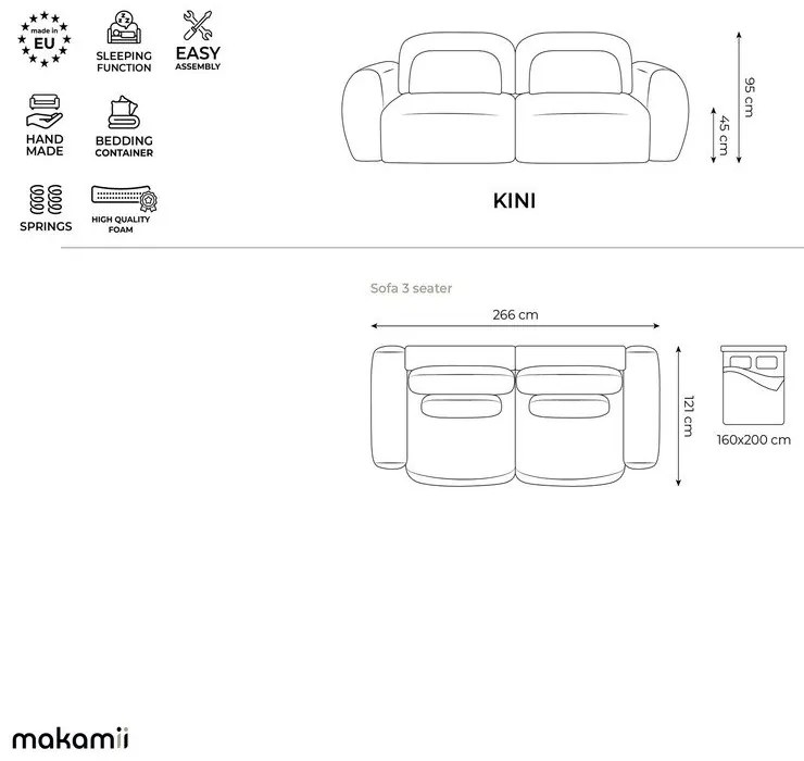 Canapea maro deschis extensibilă/cu spațiu de depozitare cu tapițerie din catifea reiată 266 cm Kini – Makamii