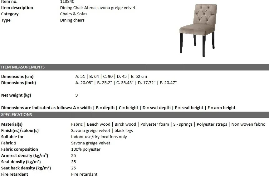 Scaun design elegant LUX Atena, catifea gri 113840 HZ