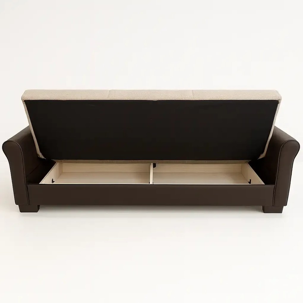 Canapea extensibila 3 loc cu spatiu de depozitare – stofa negru si bej – Country