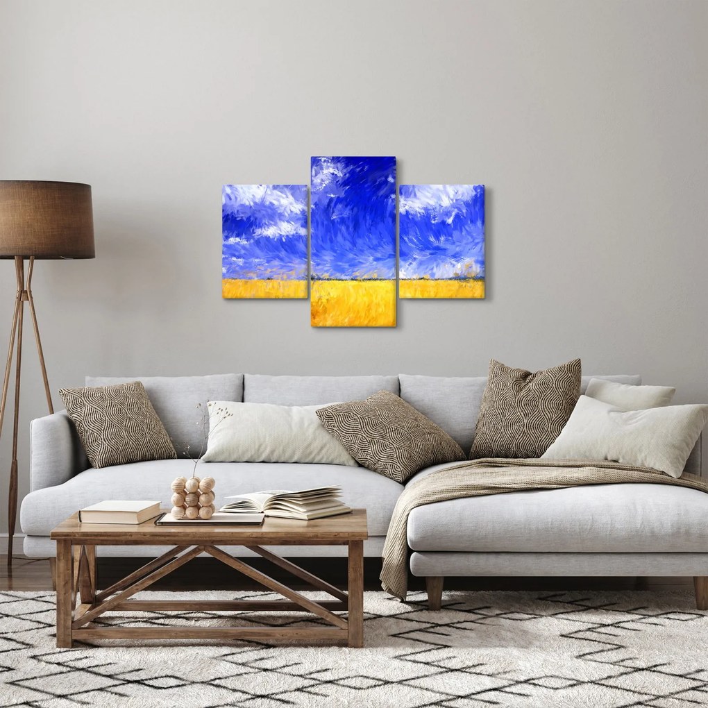 Tablou - Pictură în ulei, câmp auriu (90x60 cm)