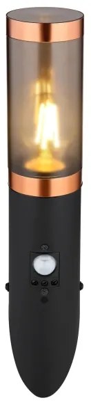 Aplică de exterior cu senzor Globo 3157BCS BOSTON 1xE27/15W/230V IP44 negru/cupru