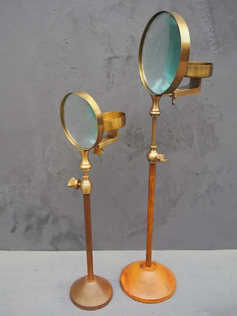 Suport de lumanare, cu lupa, din lemn, H32cm, Magnifier