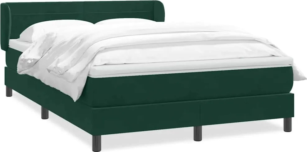 vidaXL Pat box spring cu saltea, verde închis, 160x220 cm, catifea