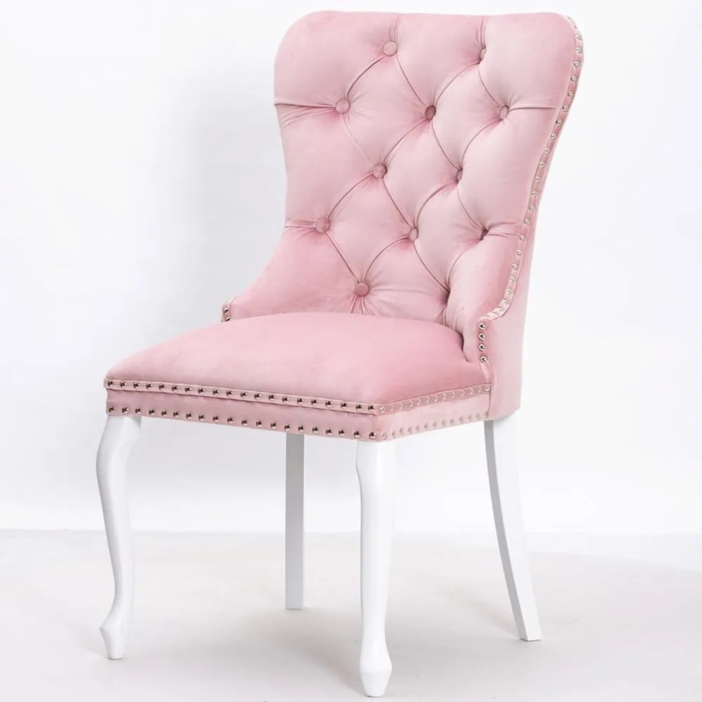 Scaun tapitat Madame Charlotte roz/alb