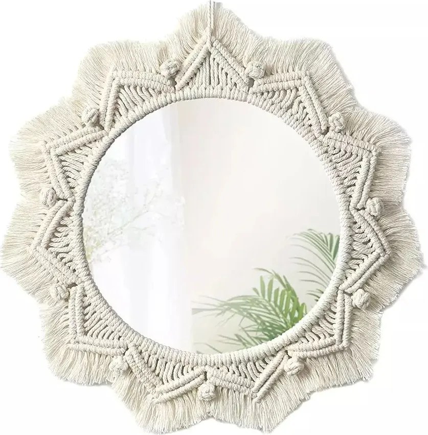 Oglinda rotunda Rea Boho 322047 bej 50 cm