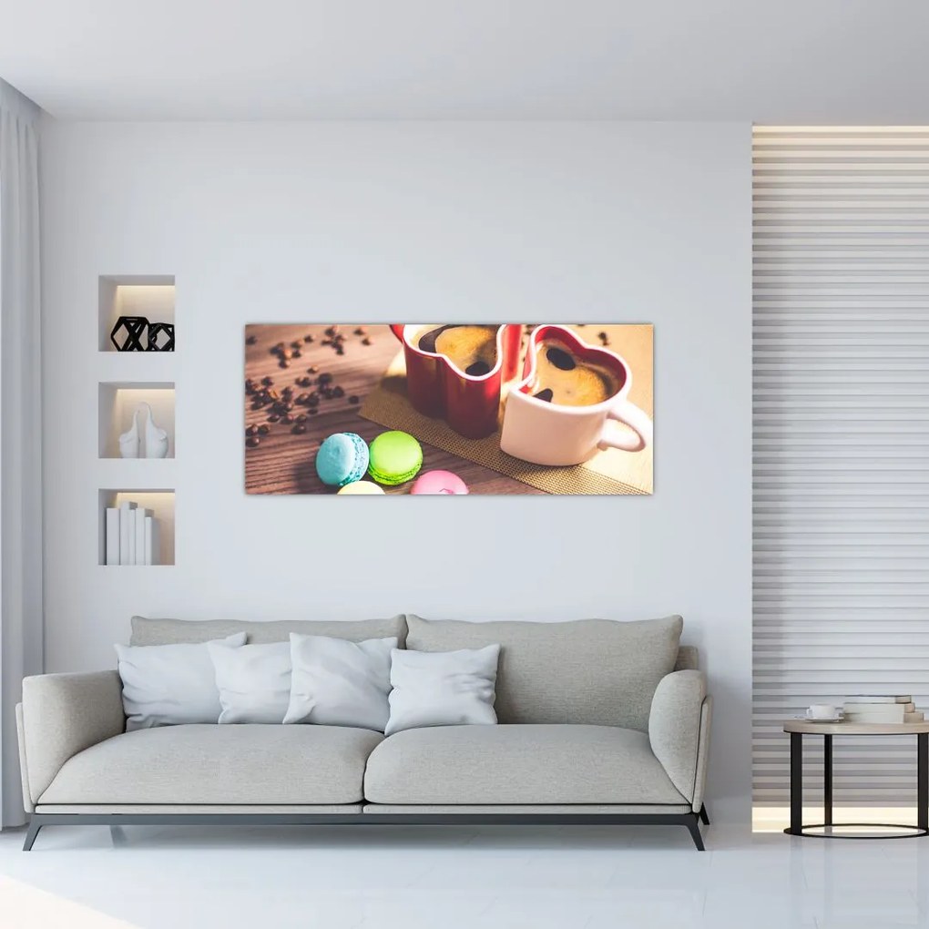 Tablou cu cafea și macarooni (120x50 cm)
