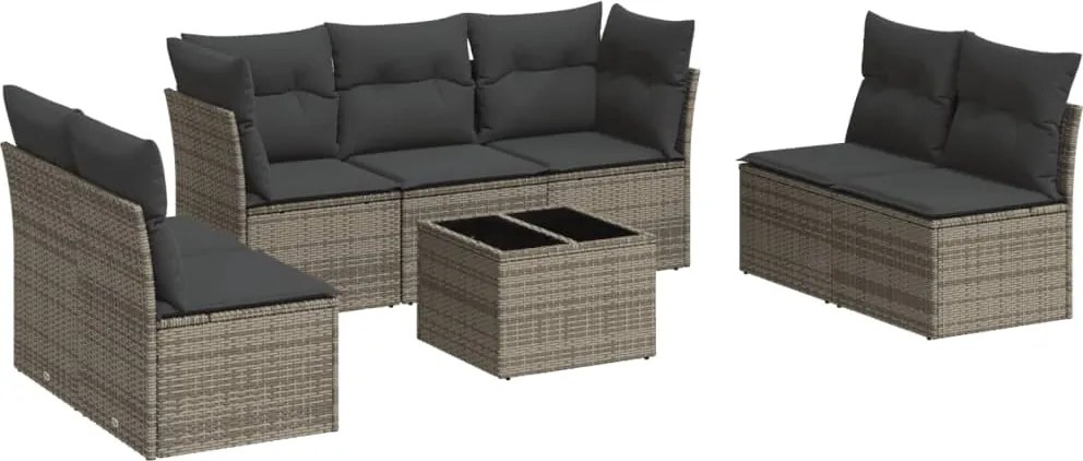 vidaXL Set canapele de grădină cu perne, 8 piese, gri, poliratan