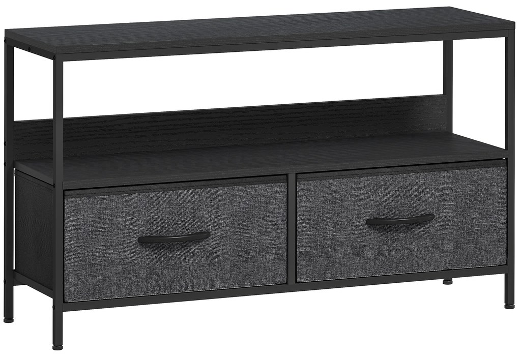 HOMCOM Mobilier pentru Televizor de 47" cu Sertare Pliabile din Material Textil și Raft, 98x29x56 cm, Lemn Natural | Aosom Romania