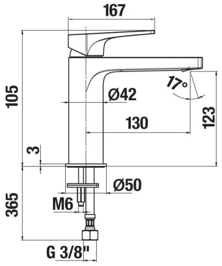 Baterie de lavoar JIKA H3111X10041101 CUBITO 10,5 cm crom lucios