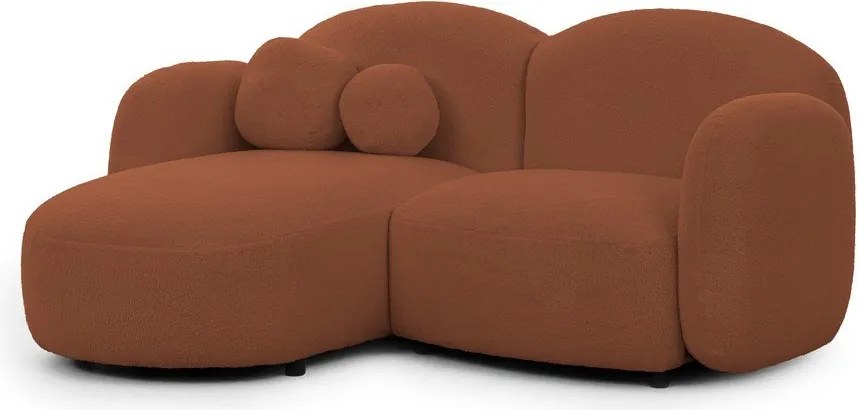 Colțar teracotă cu tapițerie din țesătură bouclé (cu colț pe partea stângă/cu șezlong) Orbit – Ropez