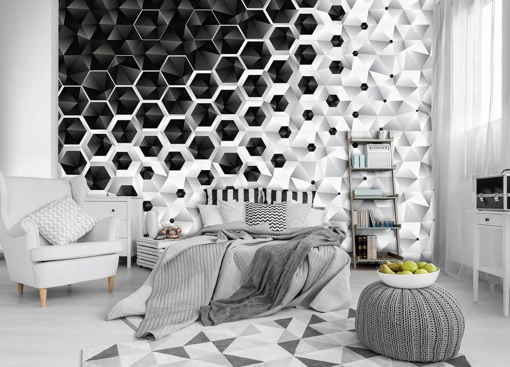 Fototapet - 3D hexagon (254x184 cm)