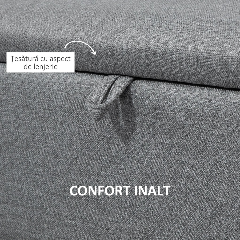 HOMCOM Banca de Depozitare Acoperita cu Tesatura cu Efect de Catifea, Banca de Pat Captusita, 101x38.5x44.5 cm, Gri