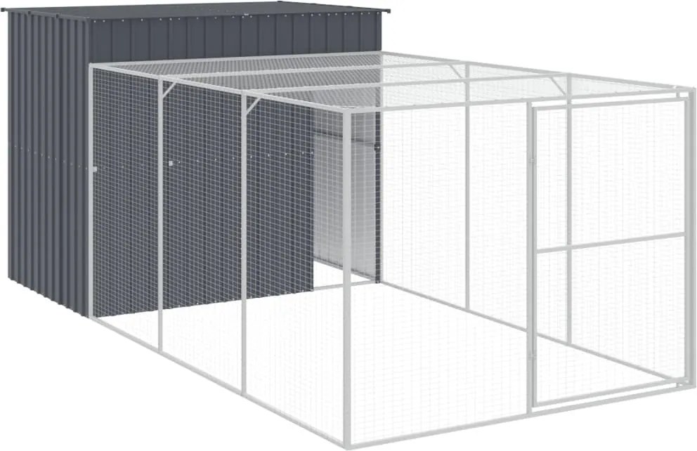 vidaXL Cușcă de câine cu țarc antracit 214x457x181 cm oțel galvanizat