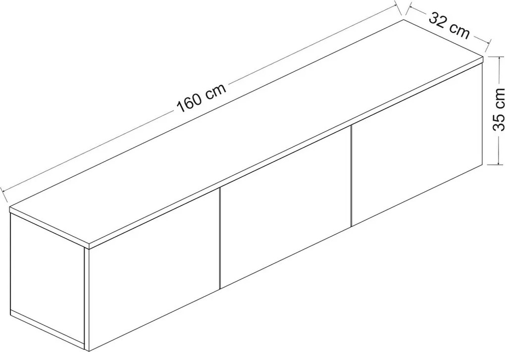 Comoda TV, Inarch, Neon Illuminated, 160 x 35 x 32 cm, pal melaminat, antracit