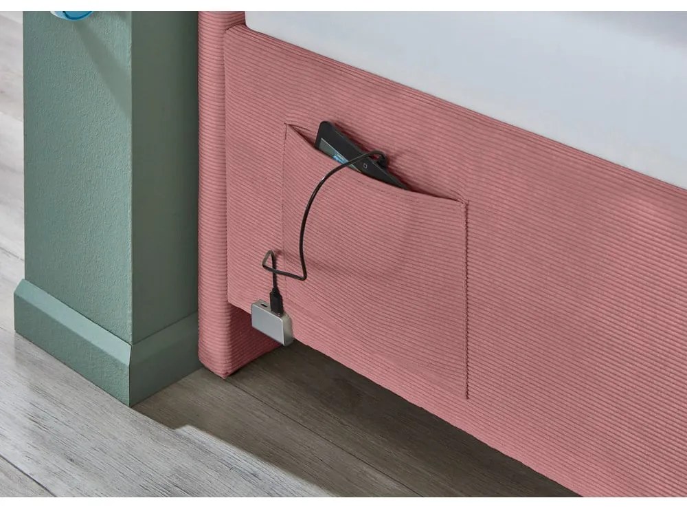 Pat pentru copii roz tapițat fără somieră 120x200 cm Cool – Meise Möbel