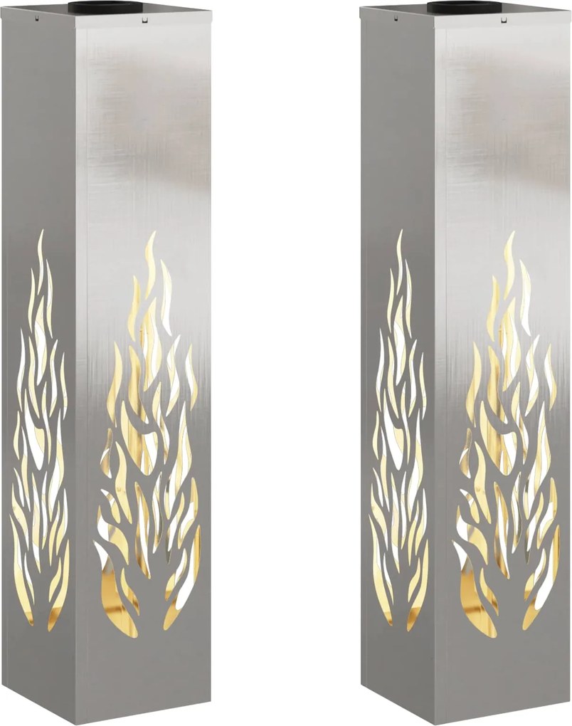 vidaXL Lumină LED Solară pentru Alei 2 pcs Argintiu Oţel inoxidabil