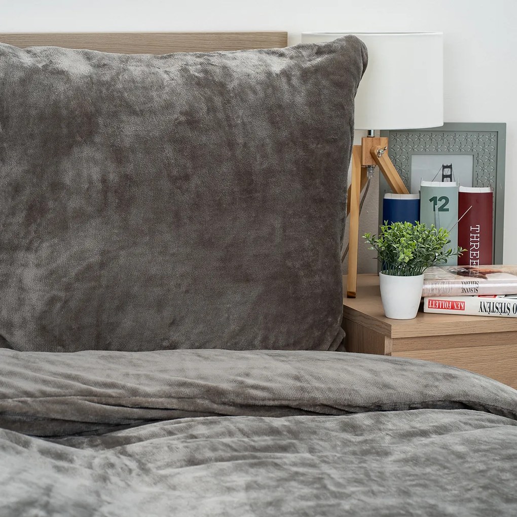 Lenjerie de pat din microflanel 4Home gri, 140 x 220 cm, 70 x 90 cm