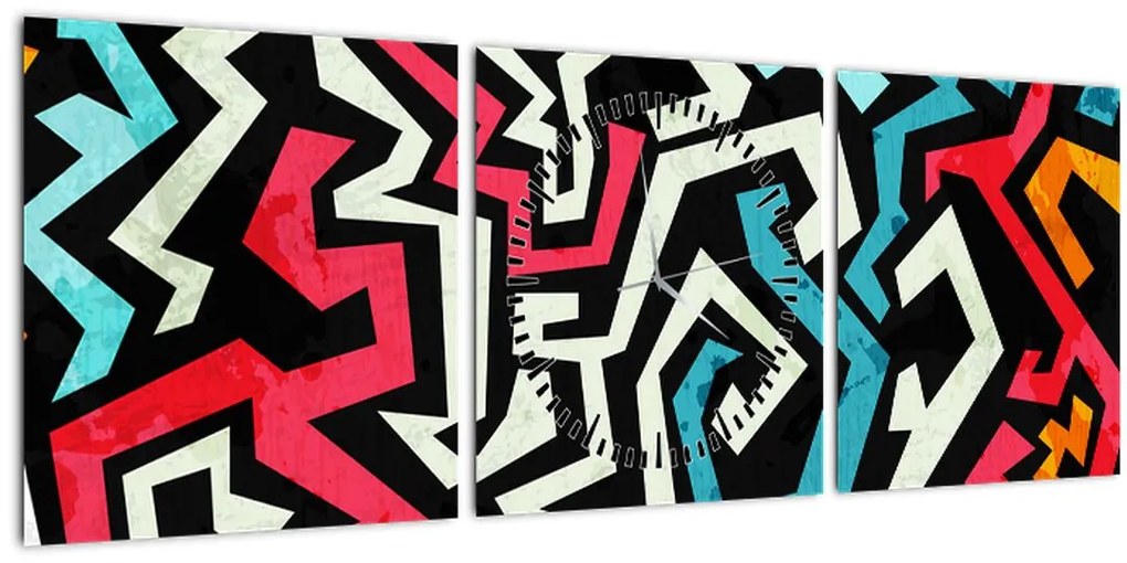 Tablouabstracție grafică (cu ceas) (90x30 cm)