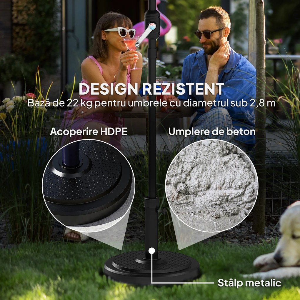 Outsunny Bază pentru Umbrelă de Soare cu Stâlpi de 38 sau 48 mm, Φ48x38,5 cm, Negru | Aosom Romania