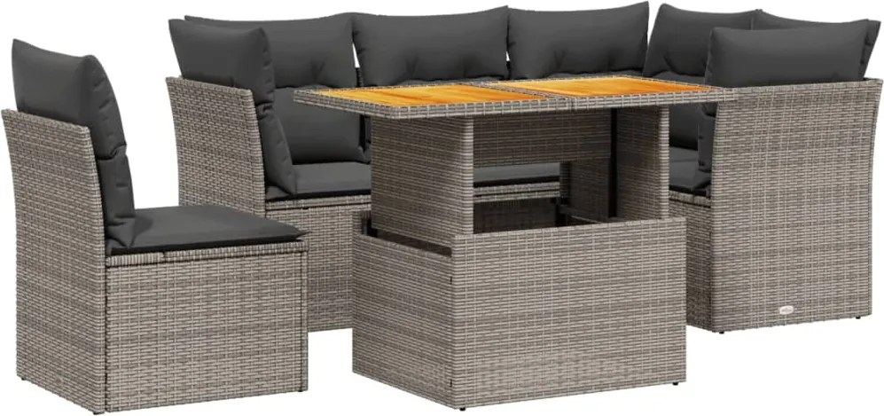 vidaXL Set canapea de grădină cu perne, 5 piese, gri, poliratan