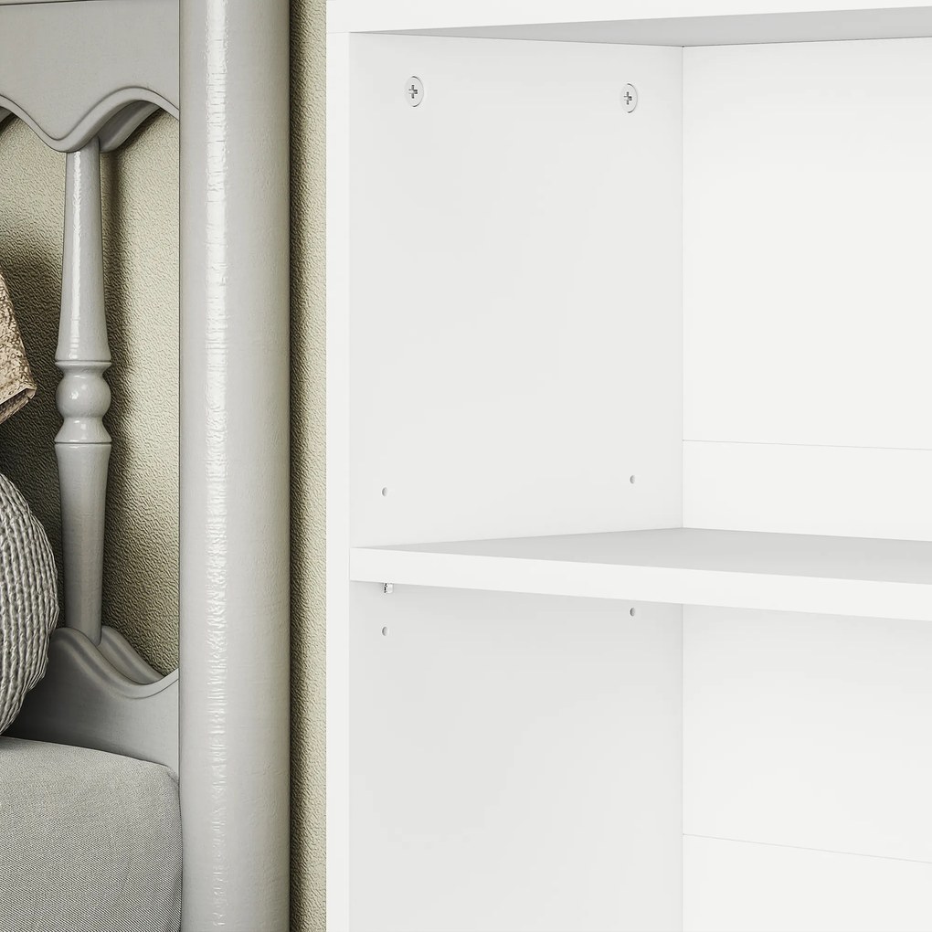 HOMCOM Bibliotecă raft de depozitare 6 niveluri cu polițe reglabile pentru living, dormitor, birou, 60x24x158,5cm, alb | Aosom Romania