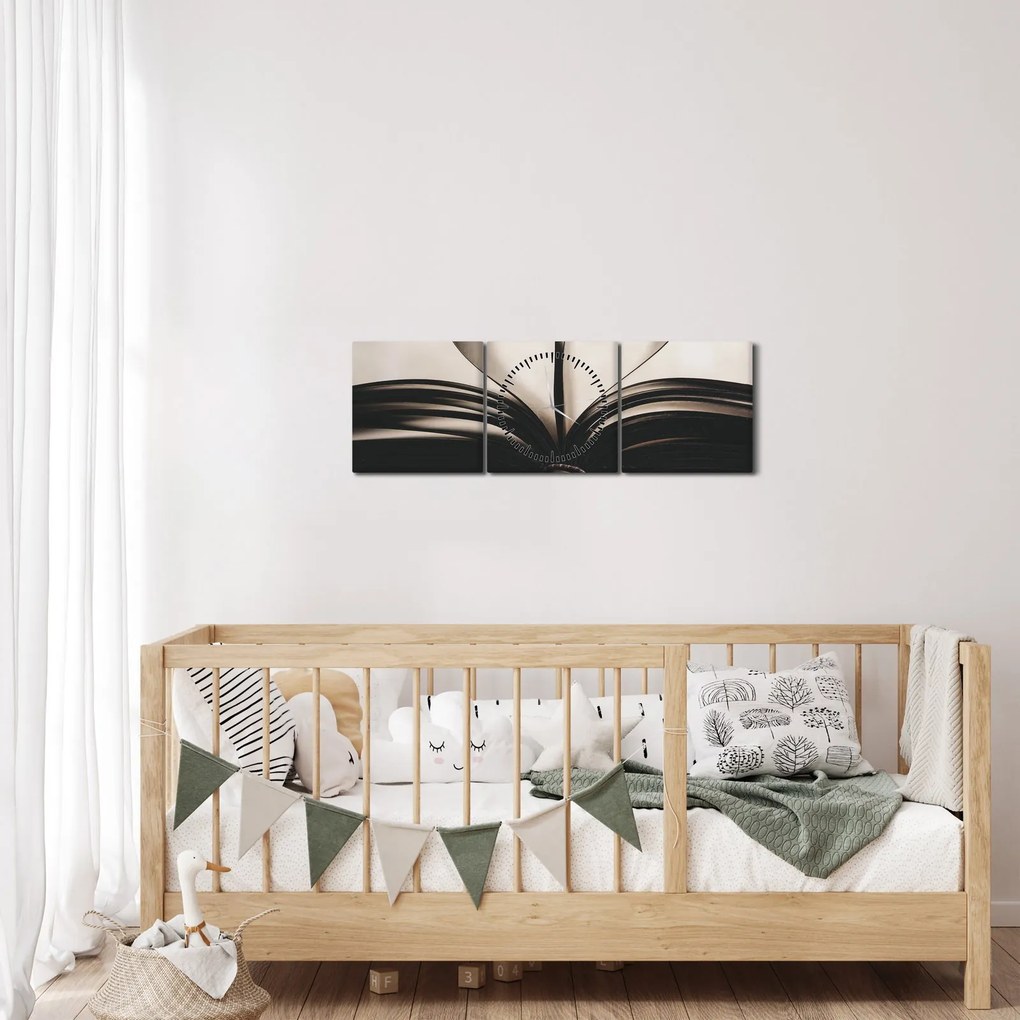 Tablou cu carte (cu ceas) (90x30 cm)