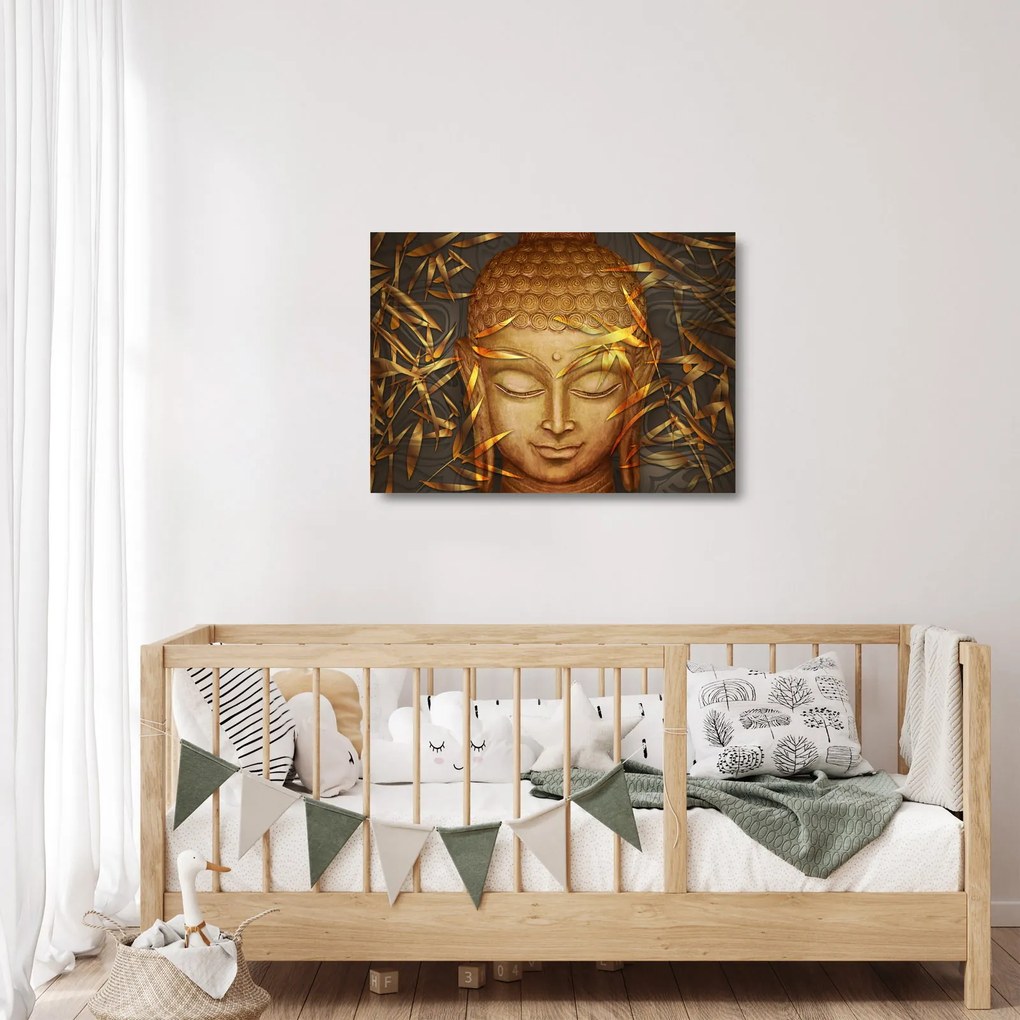Tablou pe sticlă - Buddha de aur (70x50 cm)
